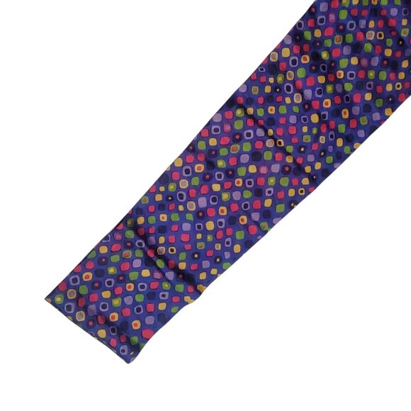 Vtg Hand-Printed Silk Neck Scarf With Colorful Geometric Pattern Japan Acetate - Picture 15 of 16